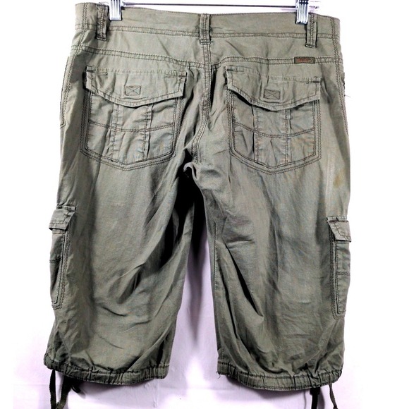 Unionbay Womens 7 Cargo Shorts Cotton Olive Green Longline Utility Y2K Gorpcore - Picture 9 of 9